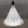 Elegant Vestido De Renda Lace Sleeveless Wedding Dress illusion Back A Line Bridal Gown